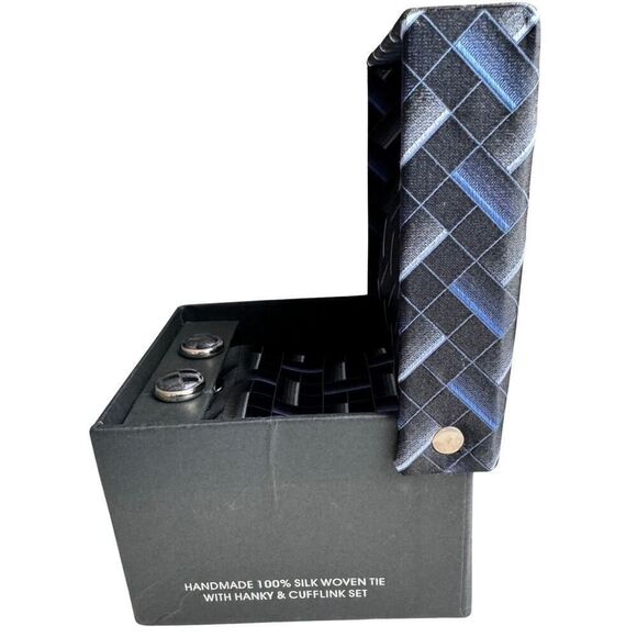 Valerio Garati Tie Handkerchief & Cufflink Men's Boxed Set‎ Handmade Woven Silk - Picture 4 of 8